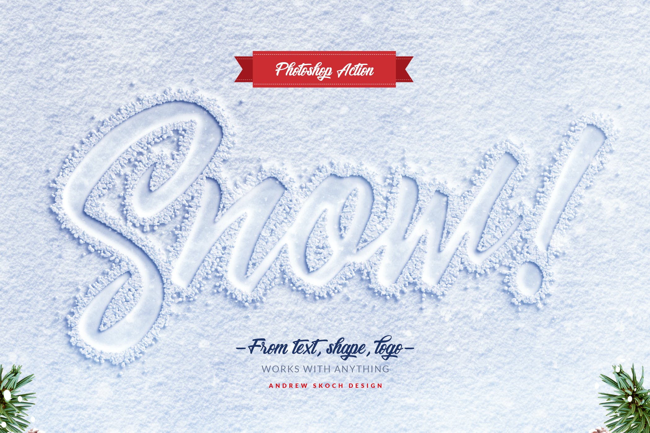 真实雪刻字效果徽标标题设计PS动作 Snow Lettering - Photoshop Action_img_2