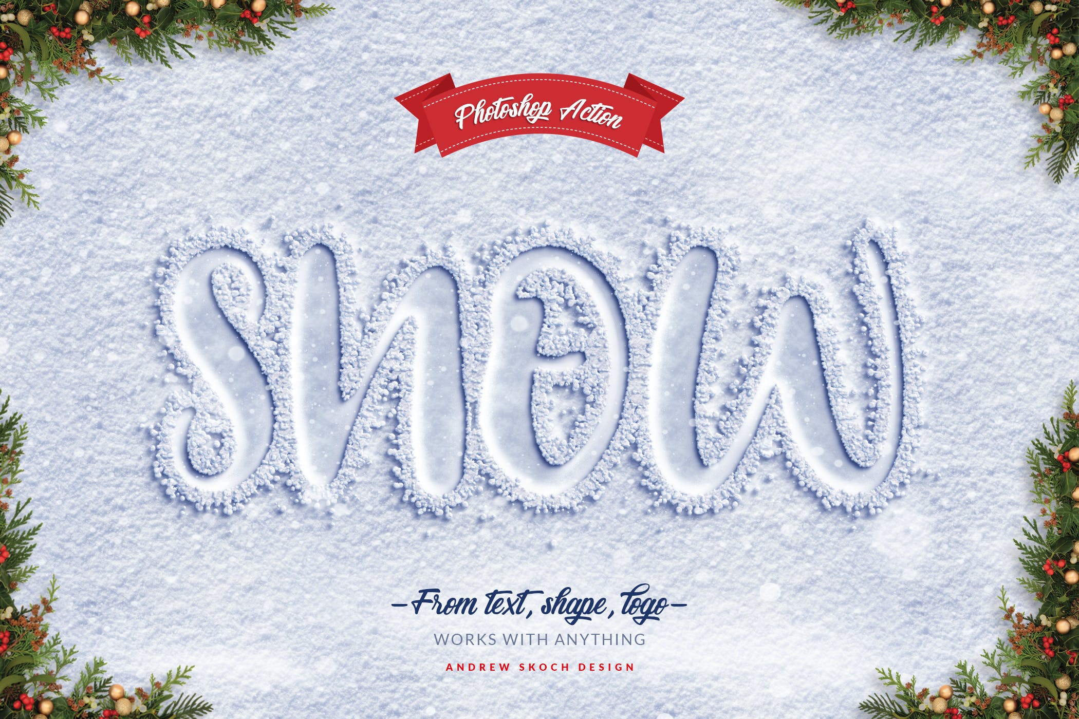 真实雪刻字效果徽标标题设计PS动作 Snow Lettering - Photoshop Action_img_2