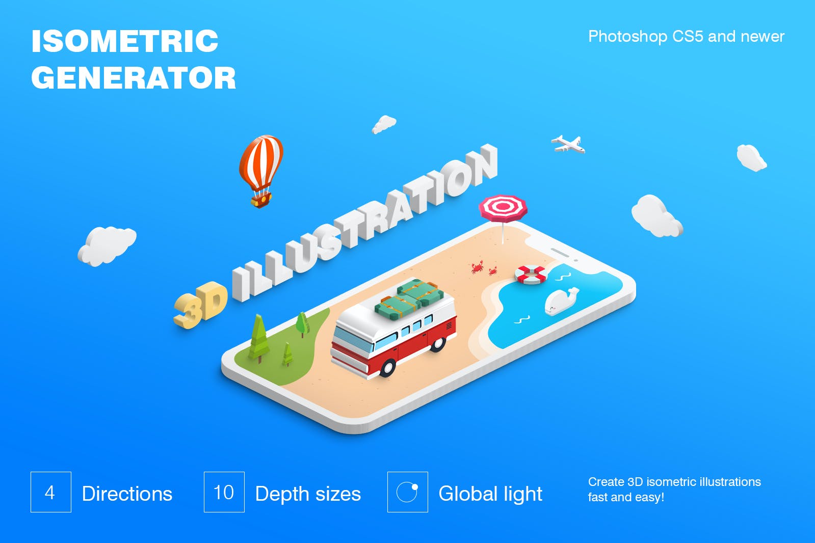 3D等距地图图标生成器PS动作 Isometric Illustration - 3D Generator_img_2