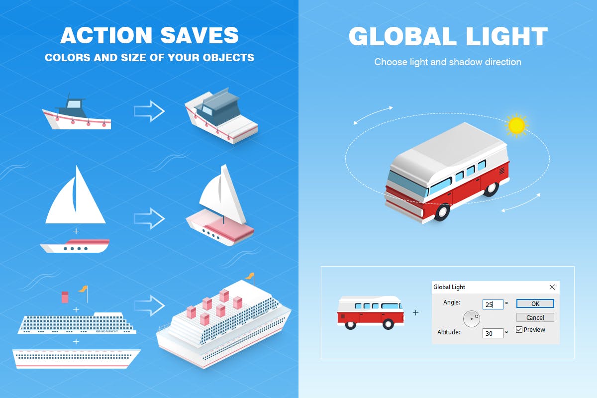 3D等距地图图标生成器PS动作 Isometric Illustration - 3D Generator_img_2