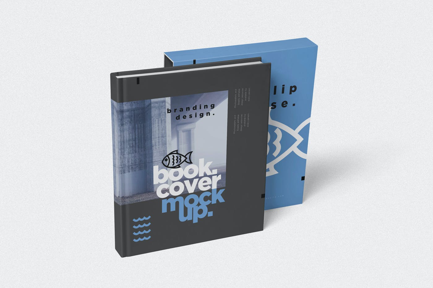 5款带外壳精装书设计展示样机模板 Book Cover & Slide Case Mockups_img_2