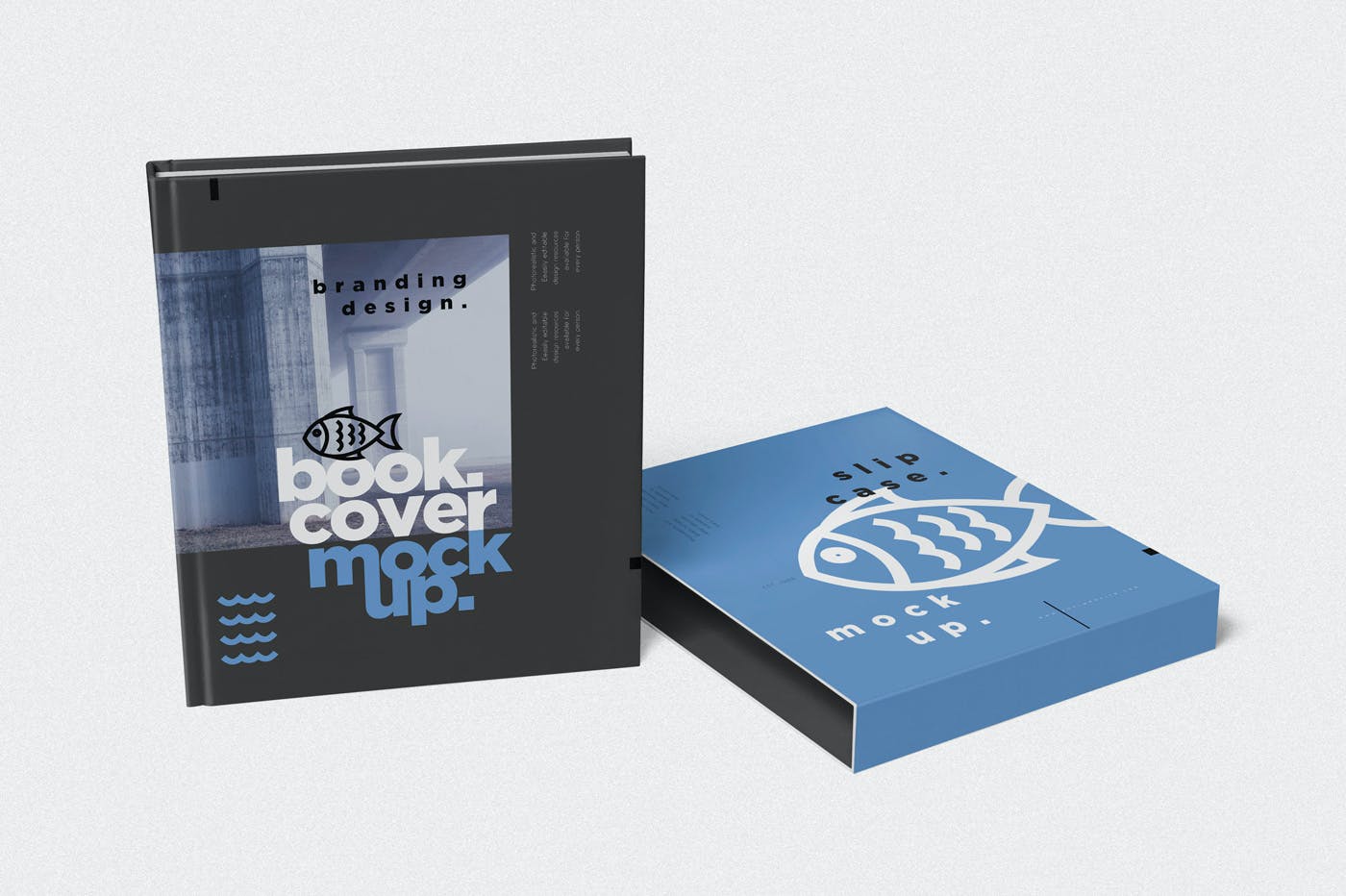 5款带外壳精装书设计展示样机模板 Book Cover & Slide Case Mockups_img_2