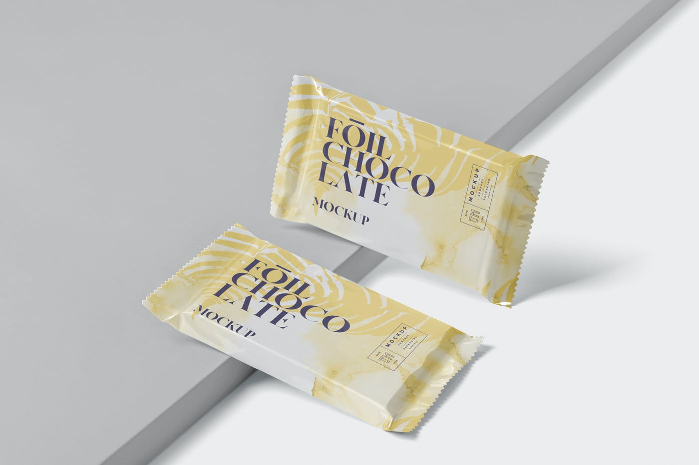 精美铝箔巧克力包装袋设计展示样机 Foil Chocolate Packaging Mockup - Slim Size_img_2