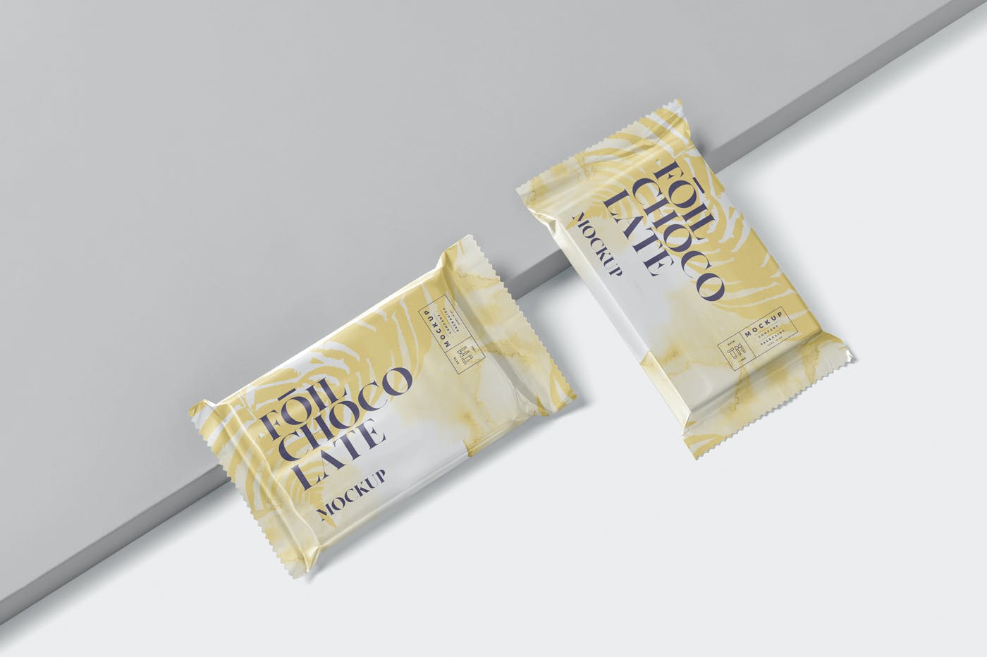 精美铝箔巧克力包装袋设计展示样机 Foil Chocolate Packaging Mockup - Slim Size_img_2