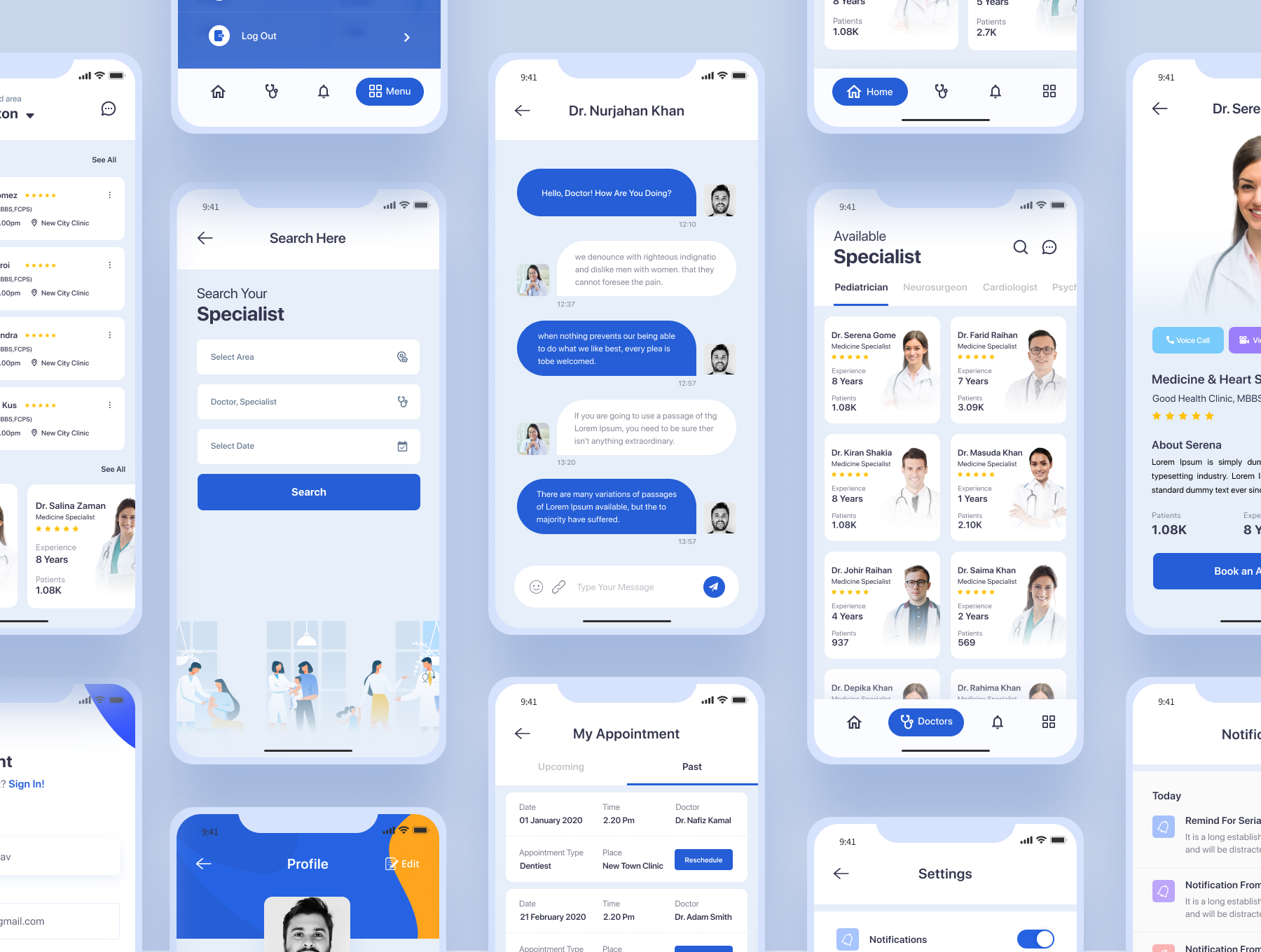 牙科医院诊所查找挂号iOS APP应用设计UI套件 Medical iOS App_img_2