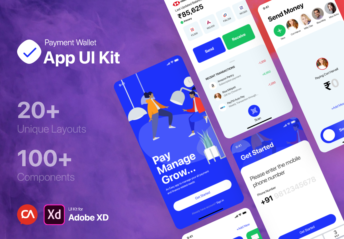 付款支付电子钱包APP应用设计UI套件 Payment Wallet App UI Kit_img_2