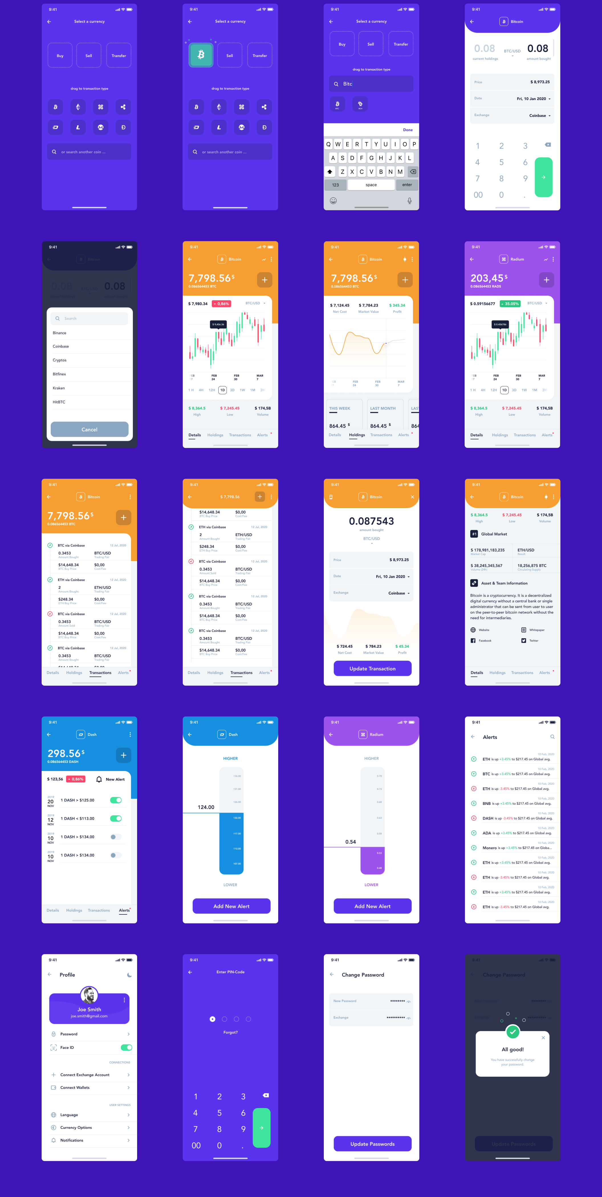 现代金融加密货币电子钱包APP应用设计UI套件 Hashed Wallet UI Kit_img_2