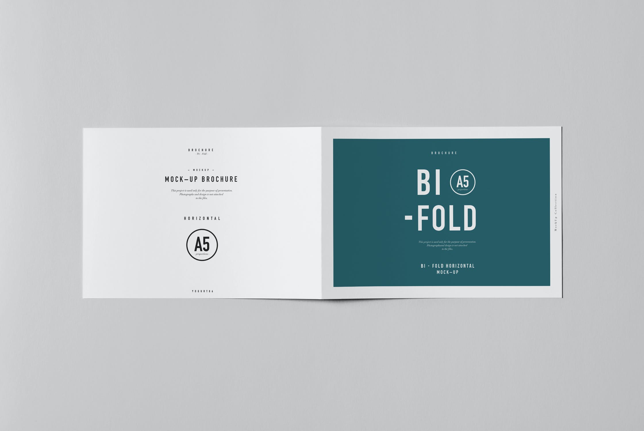 横向A5两折页小册子设计展示样机 Bi-Fold A5 Horizontal Brochure Mockup_img_2