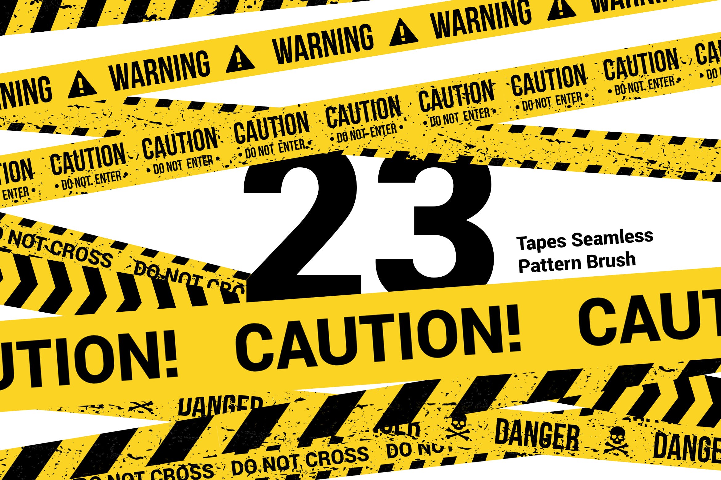 23款警戒带警示带无缝图案AI矢量笔刷 23 CAUTION TAPES Seamless Pattern Brush_img_2