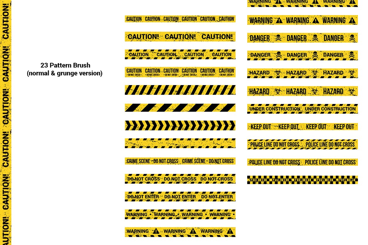 23款警戒带警示带无缝图案AI矢量笔刷 23 CAUTION TAPES Seamless Pattern Brush_img_2