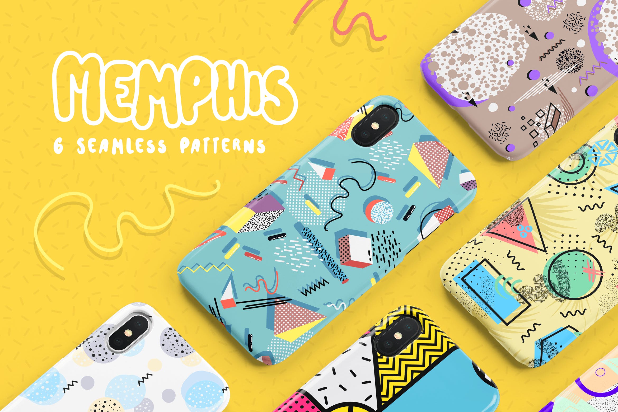 多彩孟菲斯风无缝模矢量图案素材 Memphis Seamless Patterns Collection_img_2