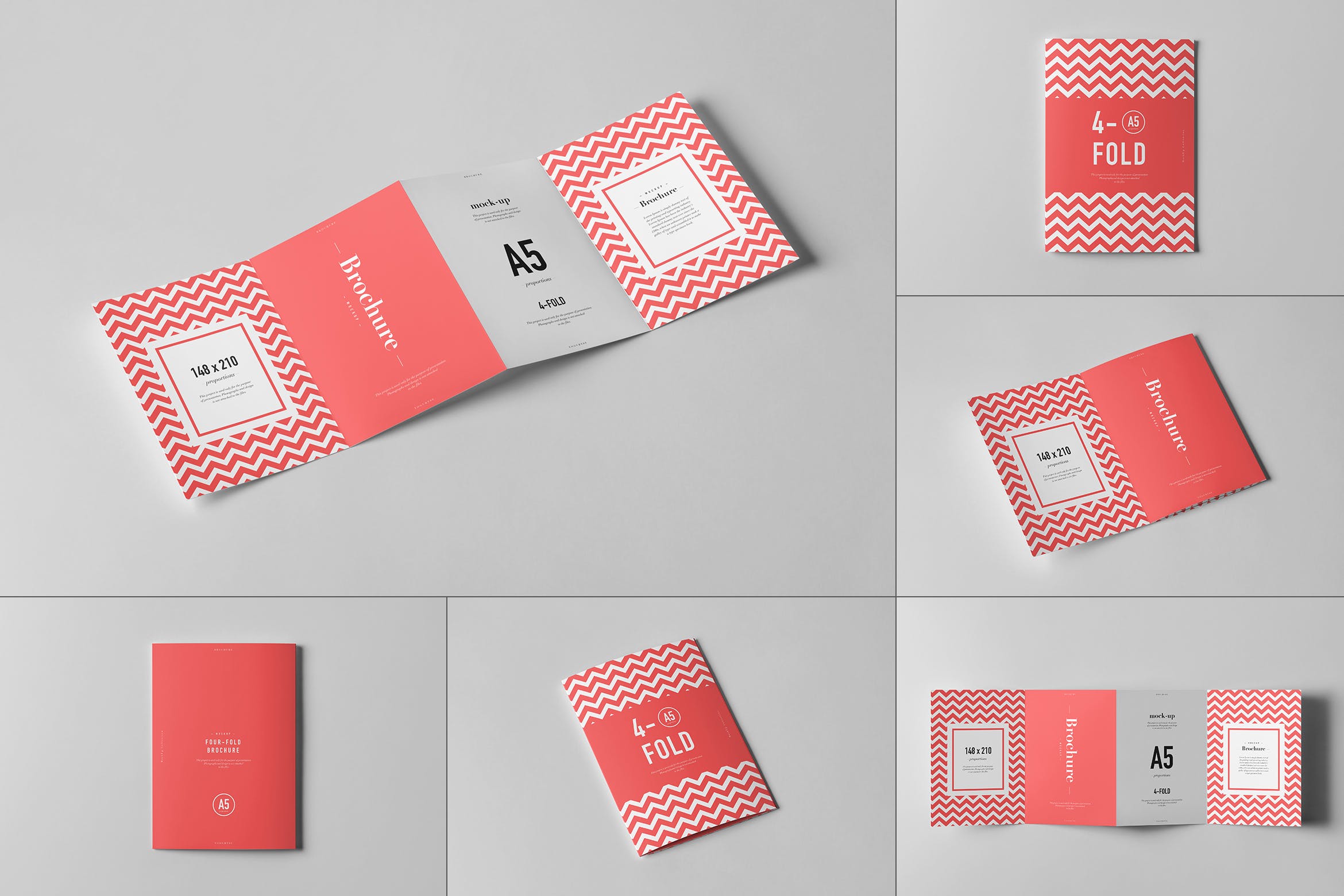 10款四折页小册子设计展示样机模板 Four-Fold A5 Brochure Mockup_img_2