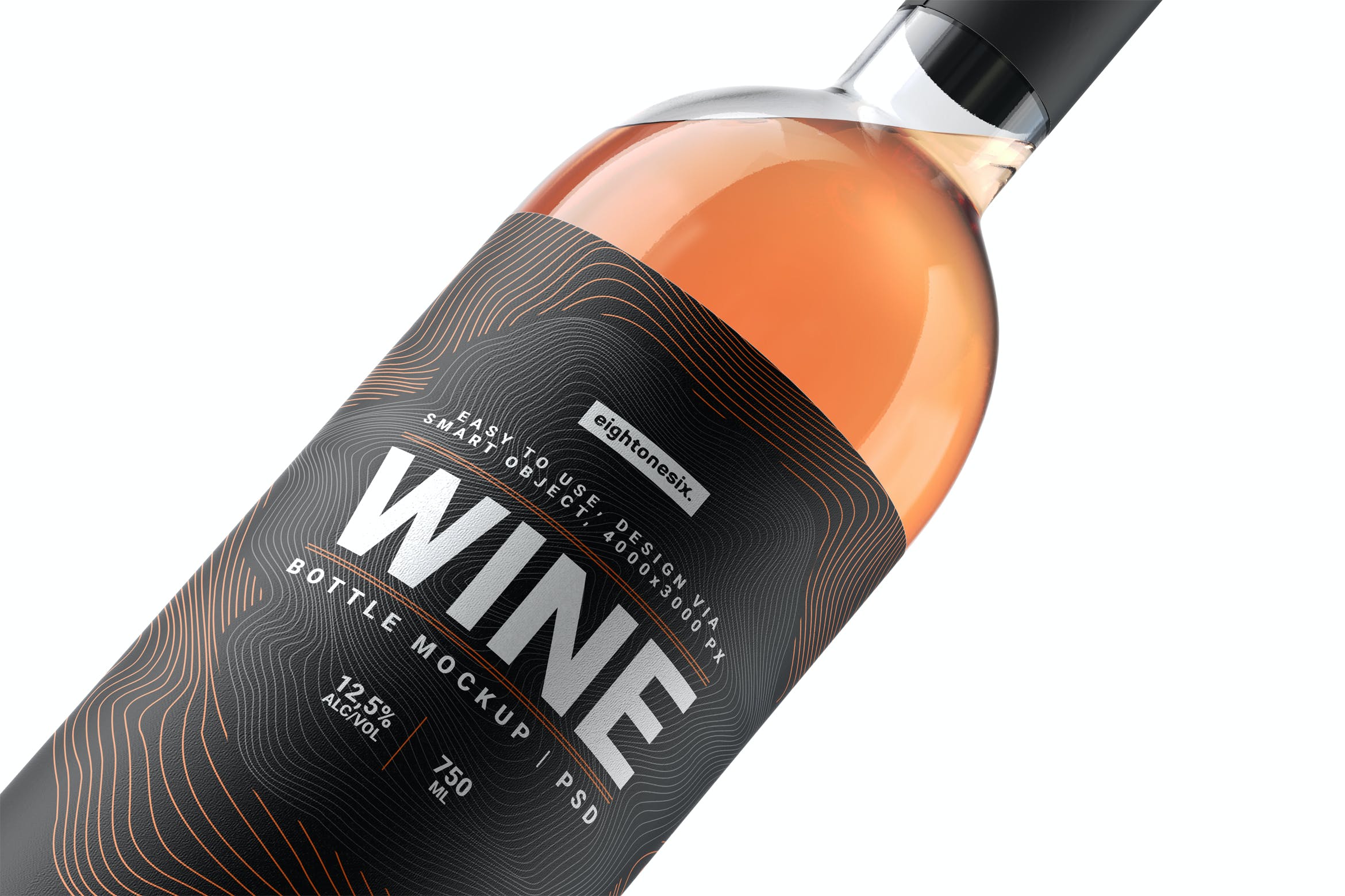 葡萄酒瓶标签设计样机模板 Wine Bottle Mockup Template_img_2