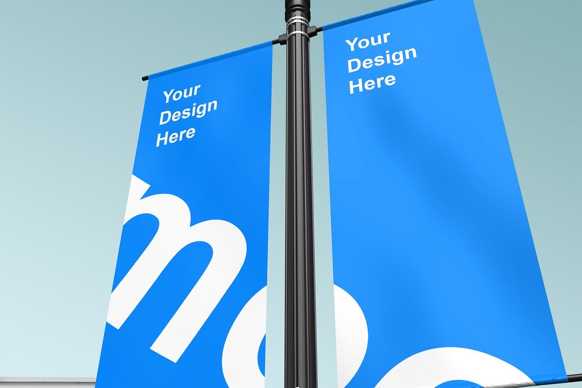 城市灯柱旗帜横幅广告样机 Lamp Post Banner Mockup_img_2