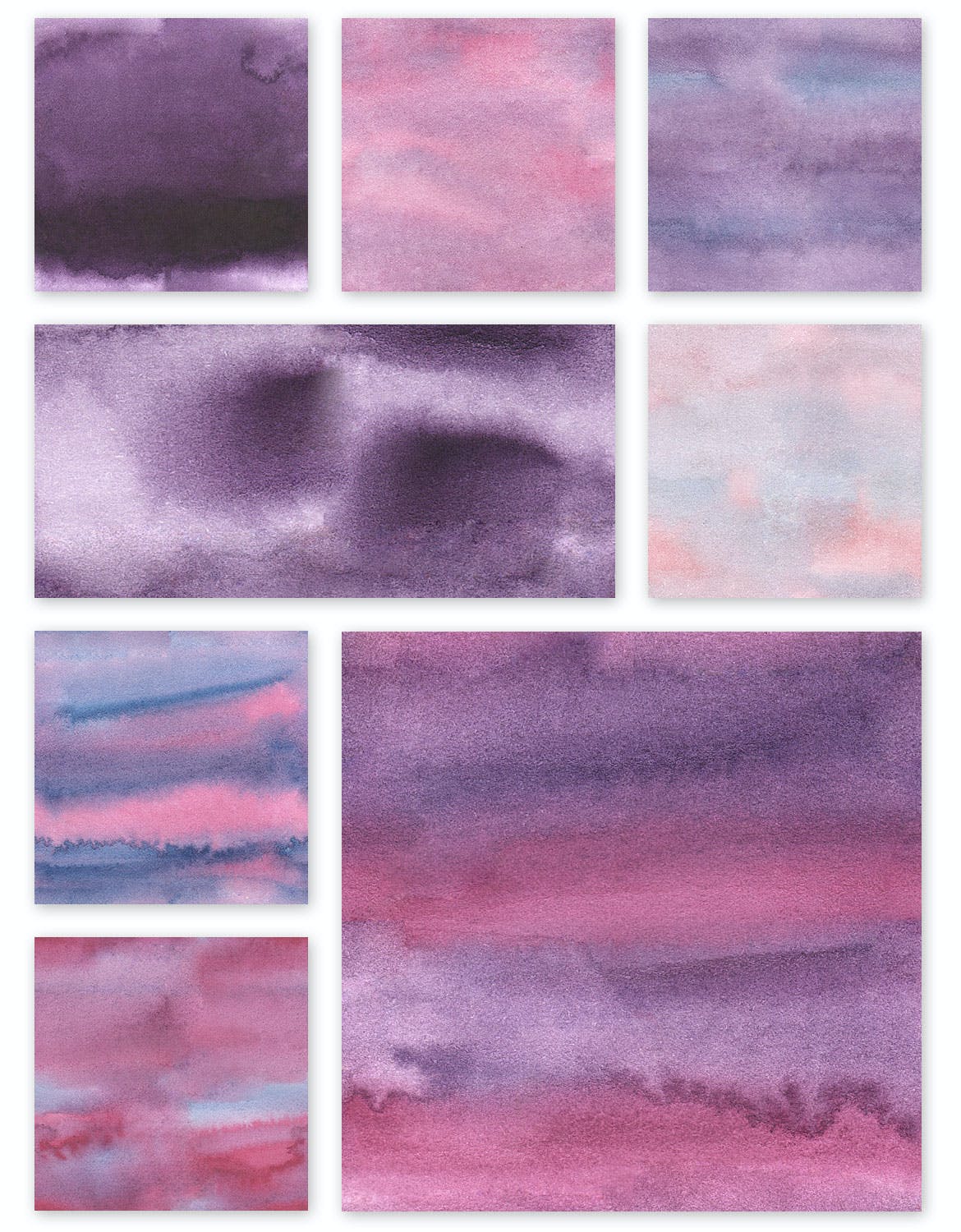 紫色手绘水彩无缝背景纹理素材 Watercolor Seamless Textures - Purple Pack_img_2