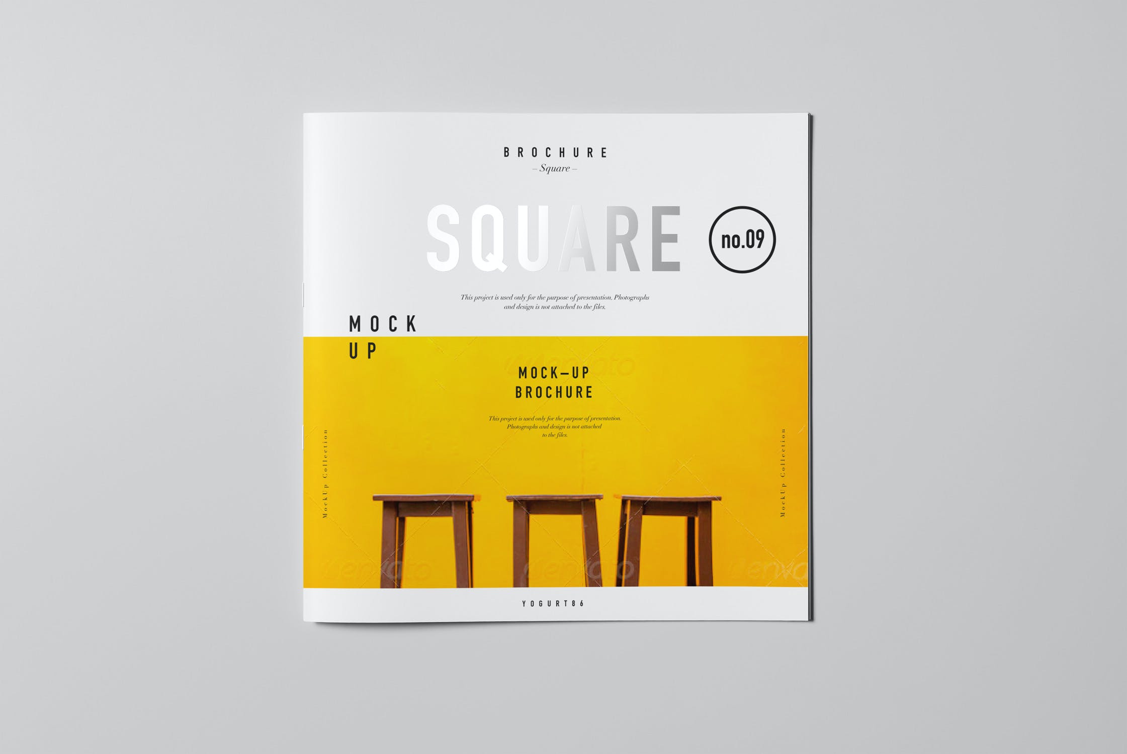 8款方形杂志画册设计展示样机模板 Square Brochure Mockup_img_2