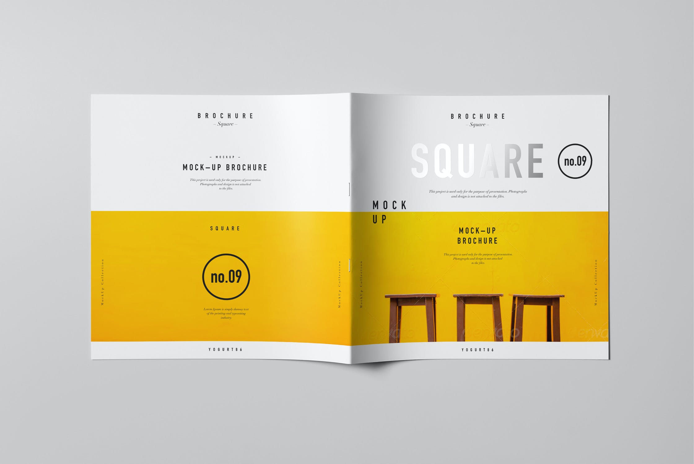 8款方形杂志画册设计展示样机模板 Square Brochure Mockup_img_2