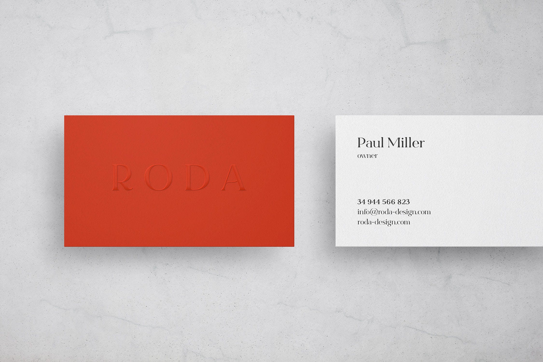 压印效果商务名片设计展示样机 Marble Business Card Mockup_img_2