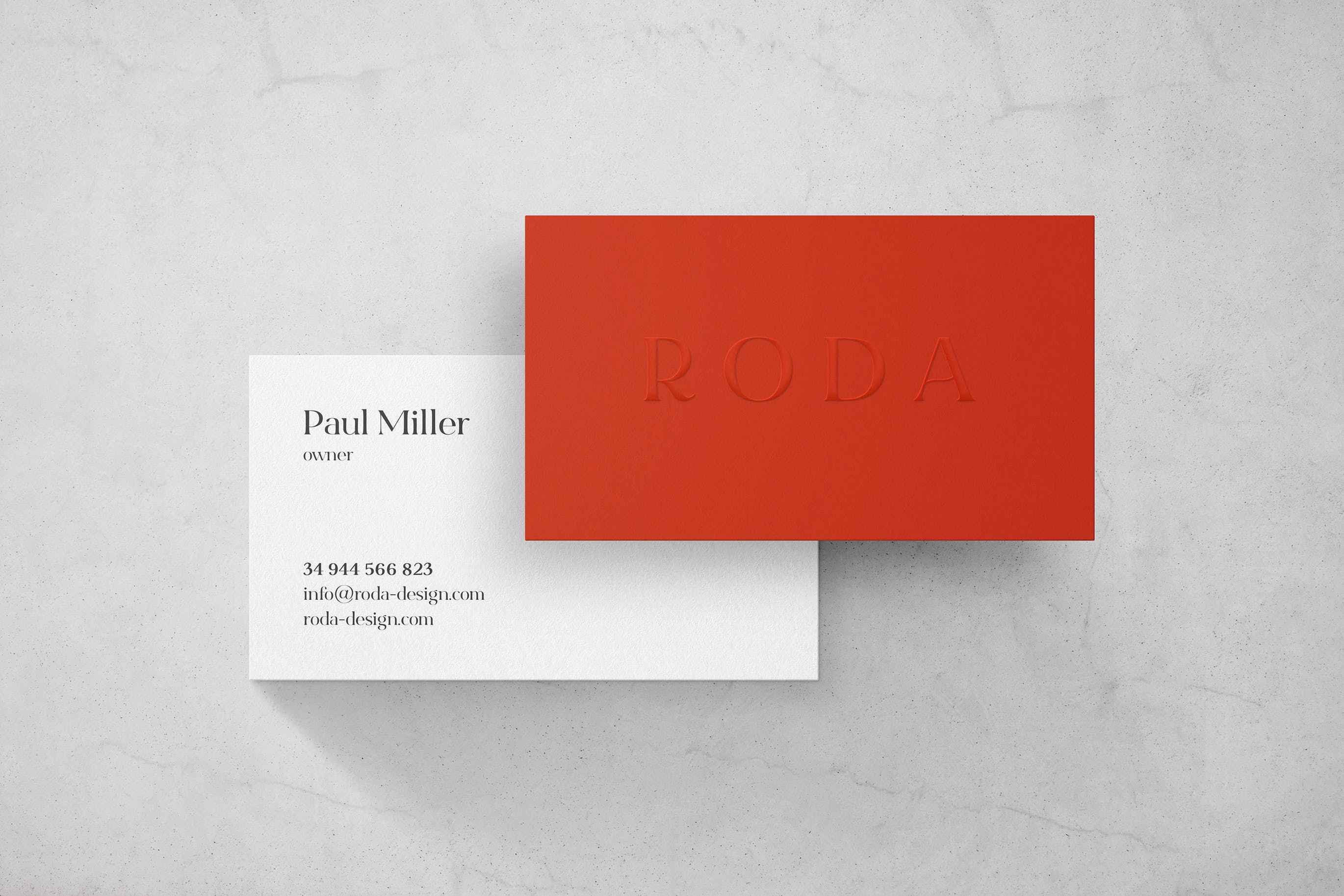 压印效果商务名片设计展示样机 Marble Business Card Mockup_img_2