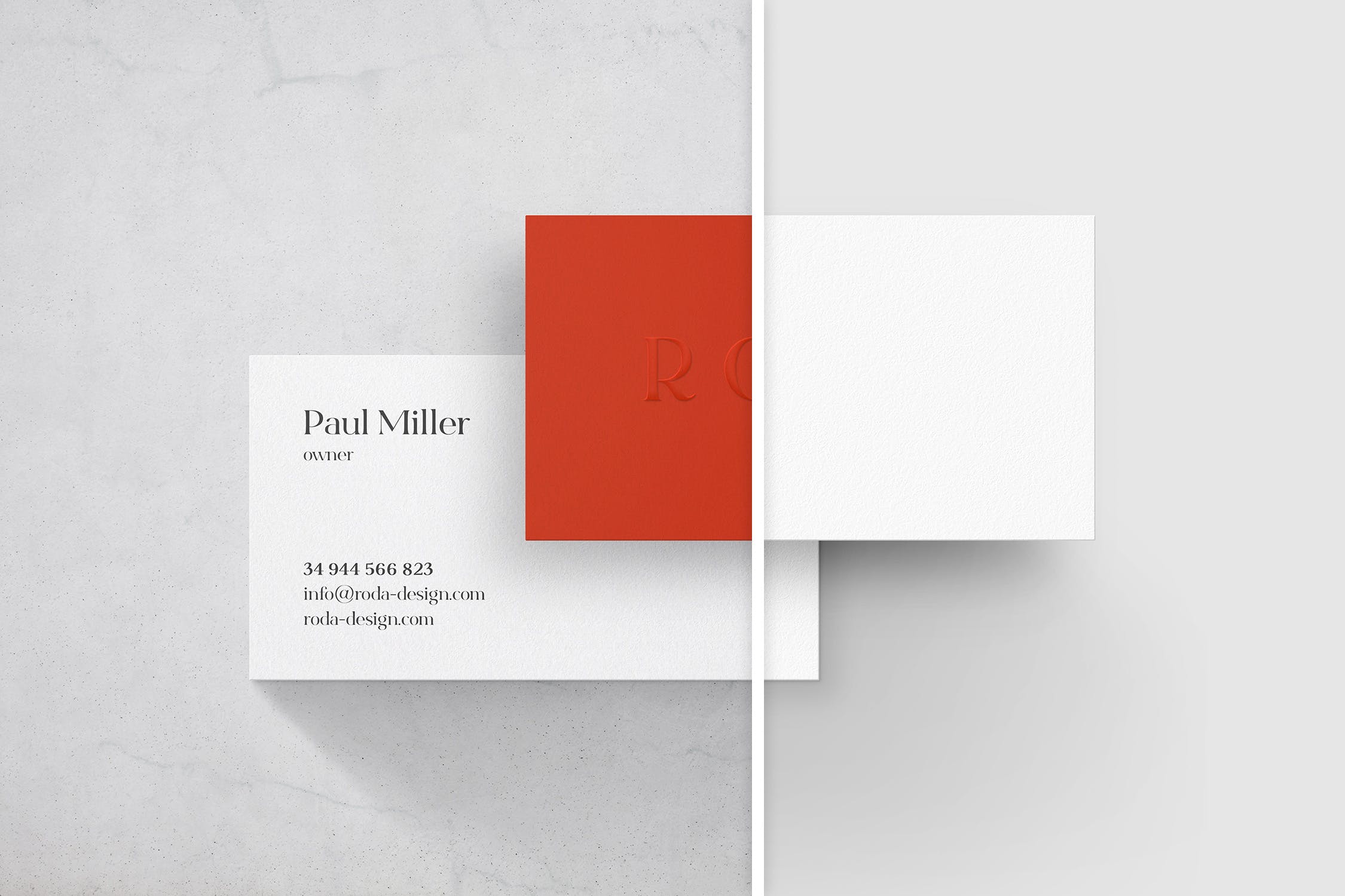 压印效果商务名片设计展示样机 Marble Business Card Mockup_img_2