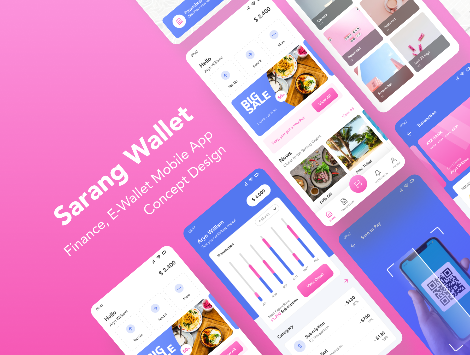 现代时尚电子钱包APP应用程序设计UI套件 Sarang Wallet - E wallet Mobile App_img_2