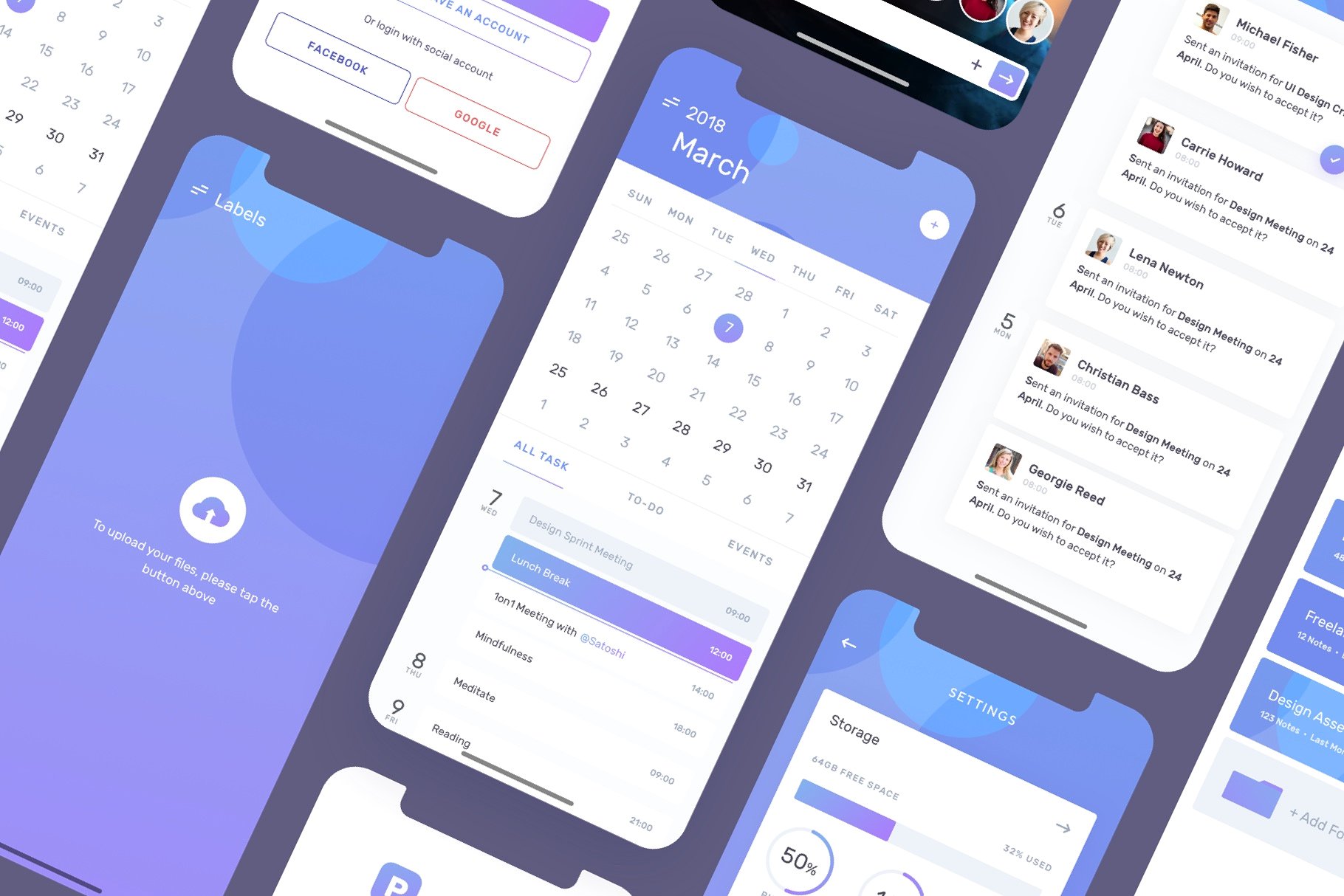 精美项目提醒社交APP应用设计UI套件 Productivo Mobile UI Kit_img_2