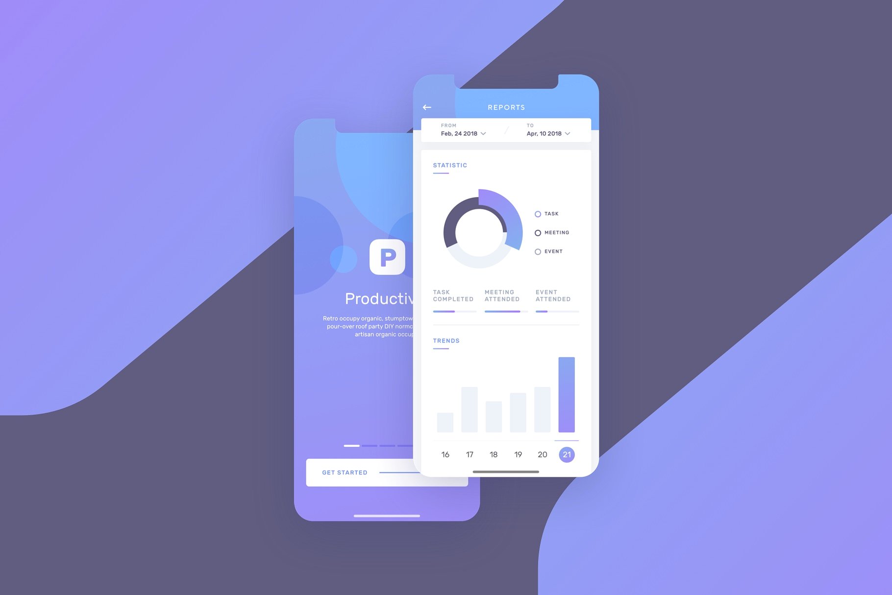 精美项目提醒社交APP应用设计UI套件 Productivo Mobile UI Kit_img_2