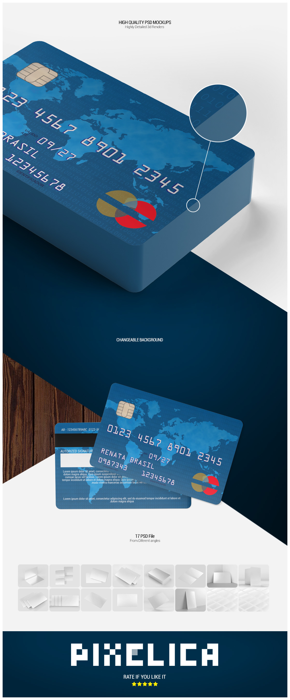 16款银行信用卡/借记卡片设计展示样机模板 Credit / Debit Card Mockup_img_2