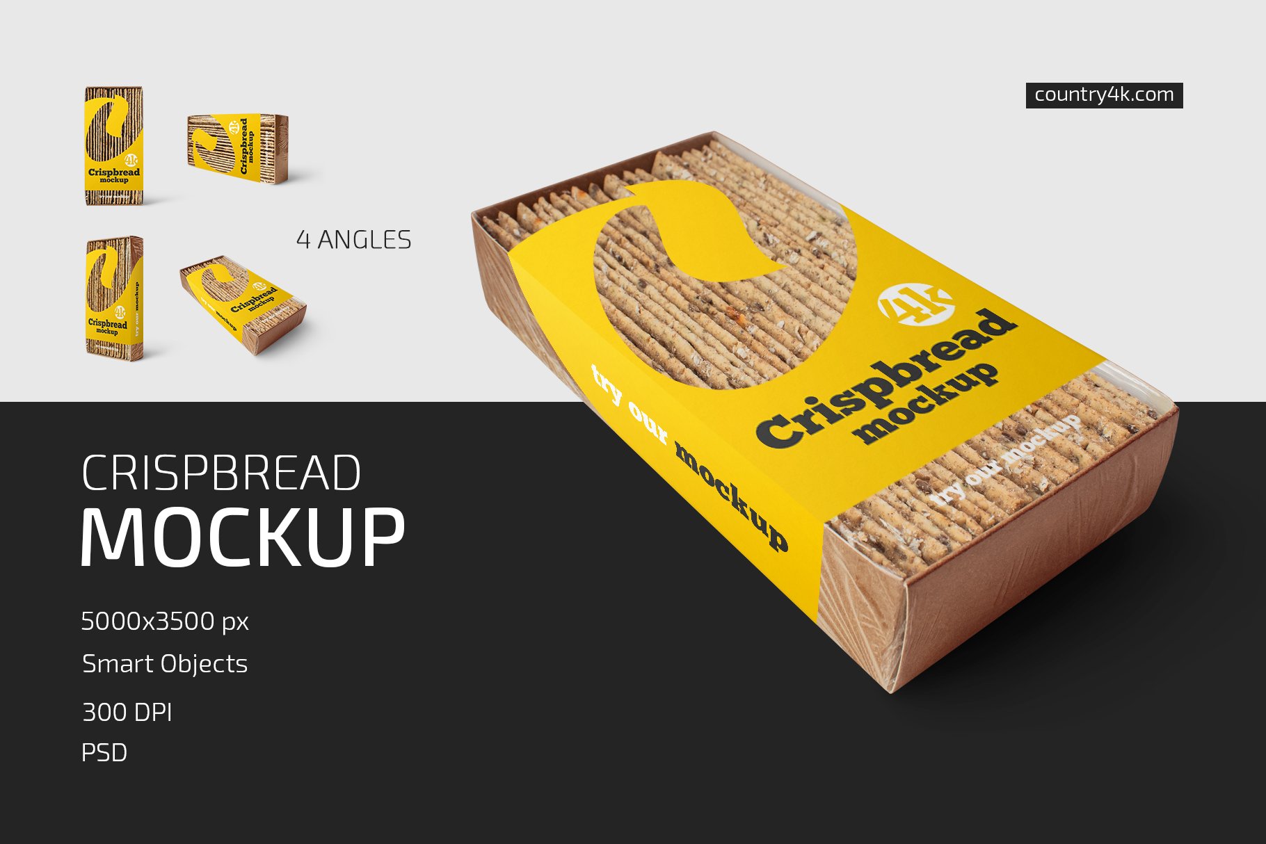 4款薄脆饼干包装纸盒样机模板 Crispbread Mockup Set_img_2