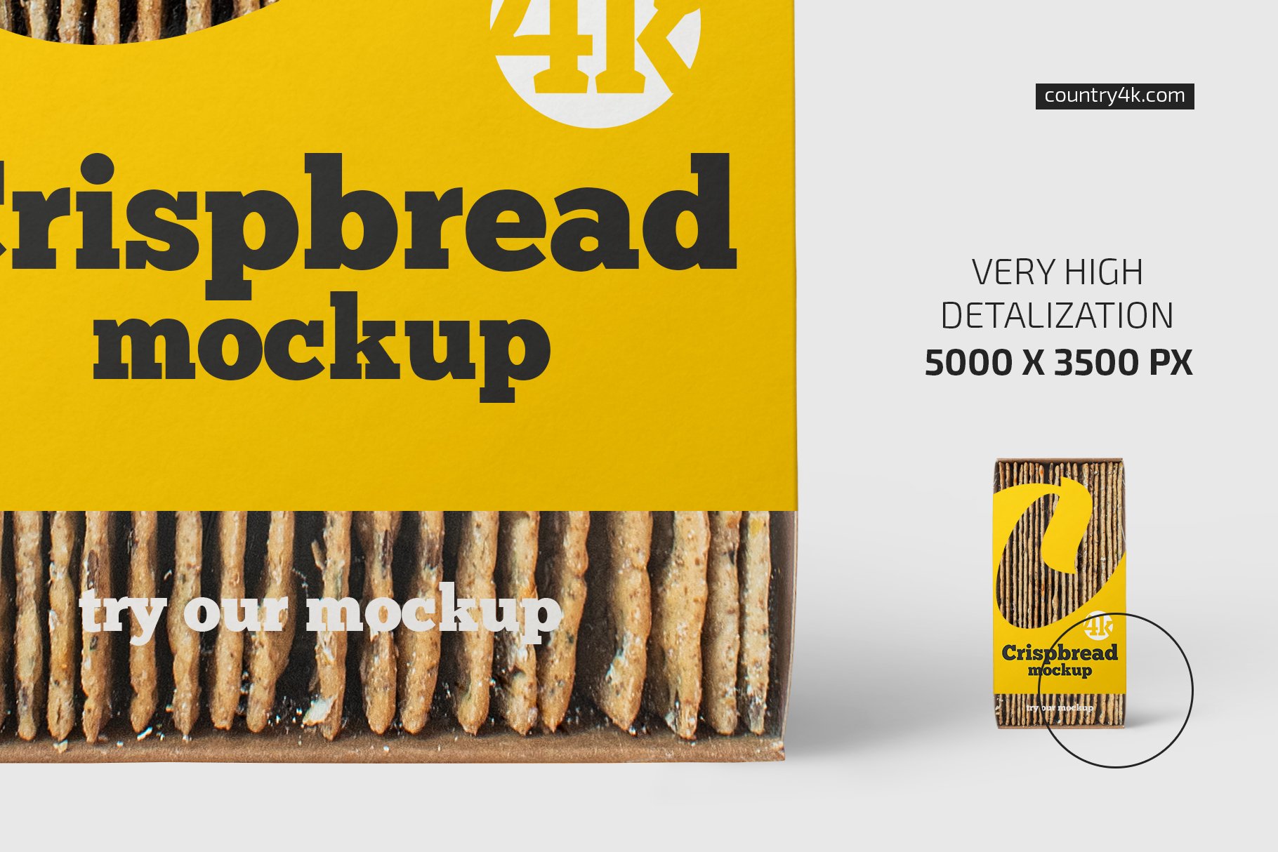 4款薄脆饼干包装纸盒样机模板 Crispbread Mockup Set_img_2