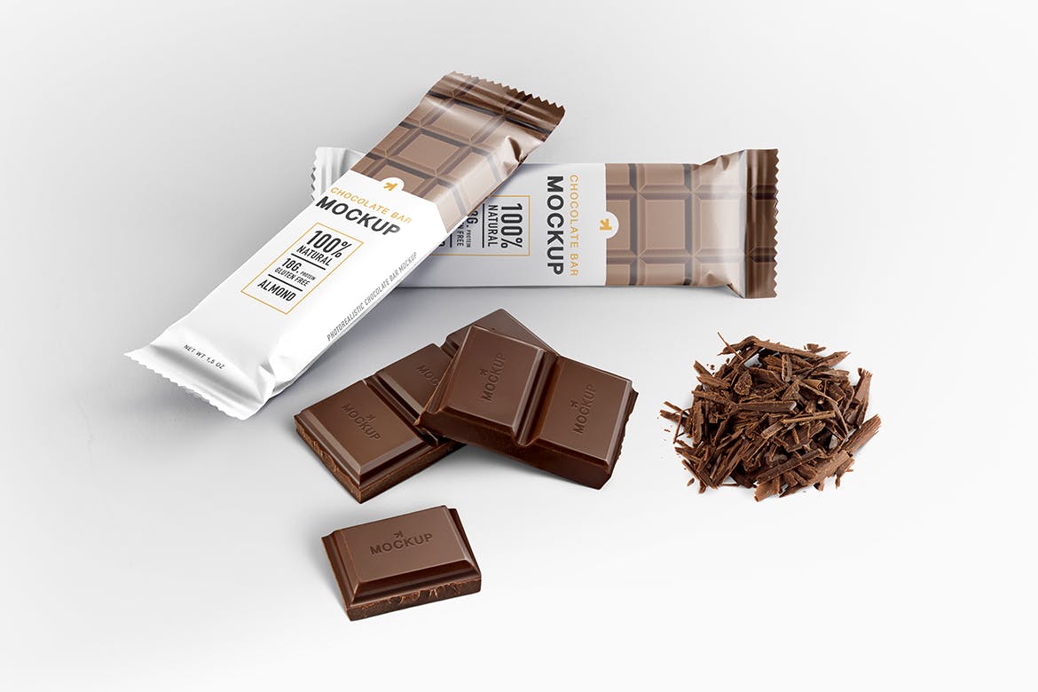 18个巧克力棒塑料包装袋设计展示样机 Chocolate Bar Packaging Mockup_img_2