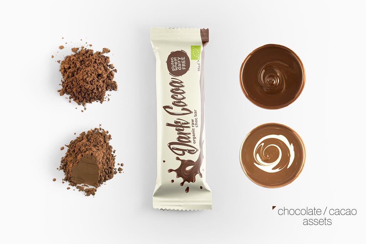 18个巧克力棒塑料包装袋设计展示样机 Chocolate Bar Packaging Mockup_img_2