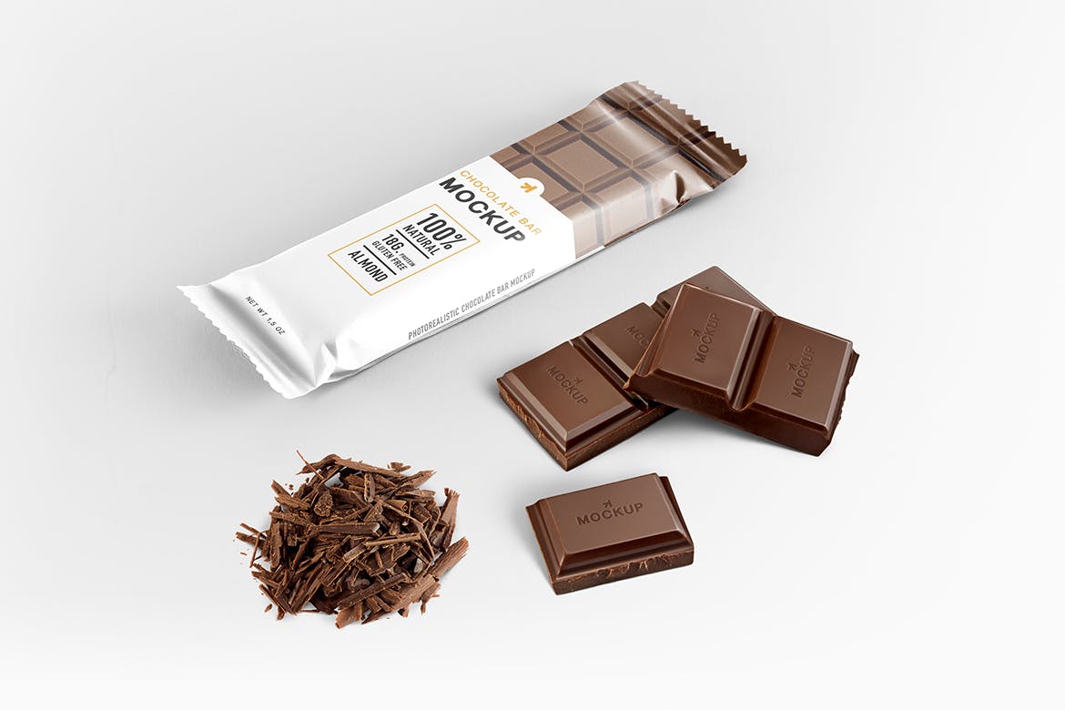 18个巧克力棒塑料包装袋设计展示样机 Chocolate Bar Packaging Mockup_img_2