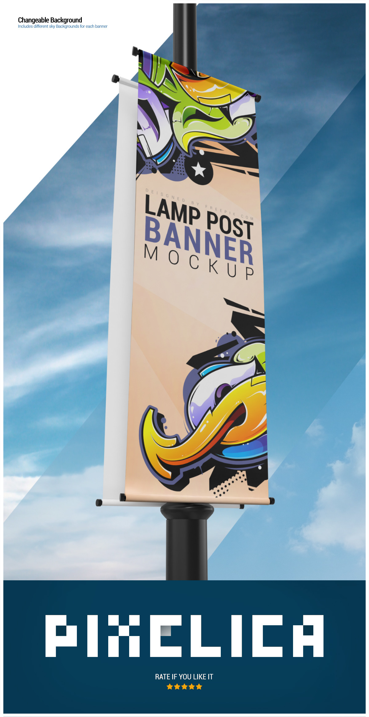 9款灯柱广告旗帜设计展示样机 Lamp Post Banner Mockup_img_2