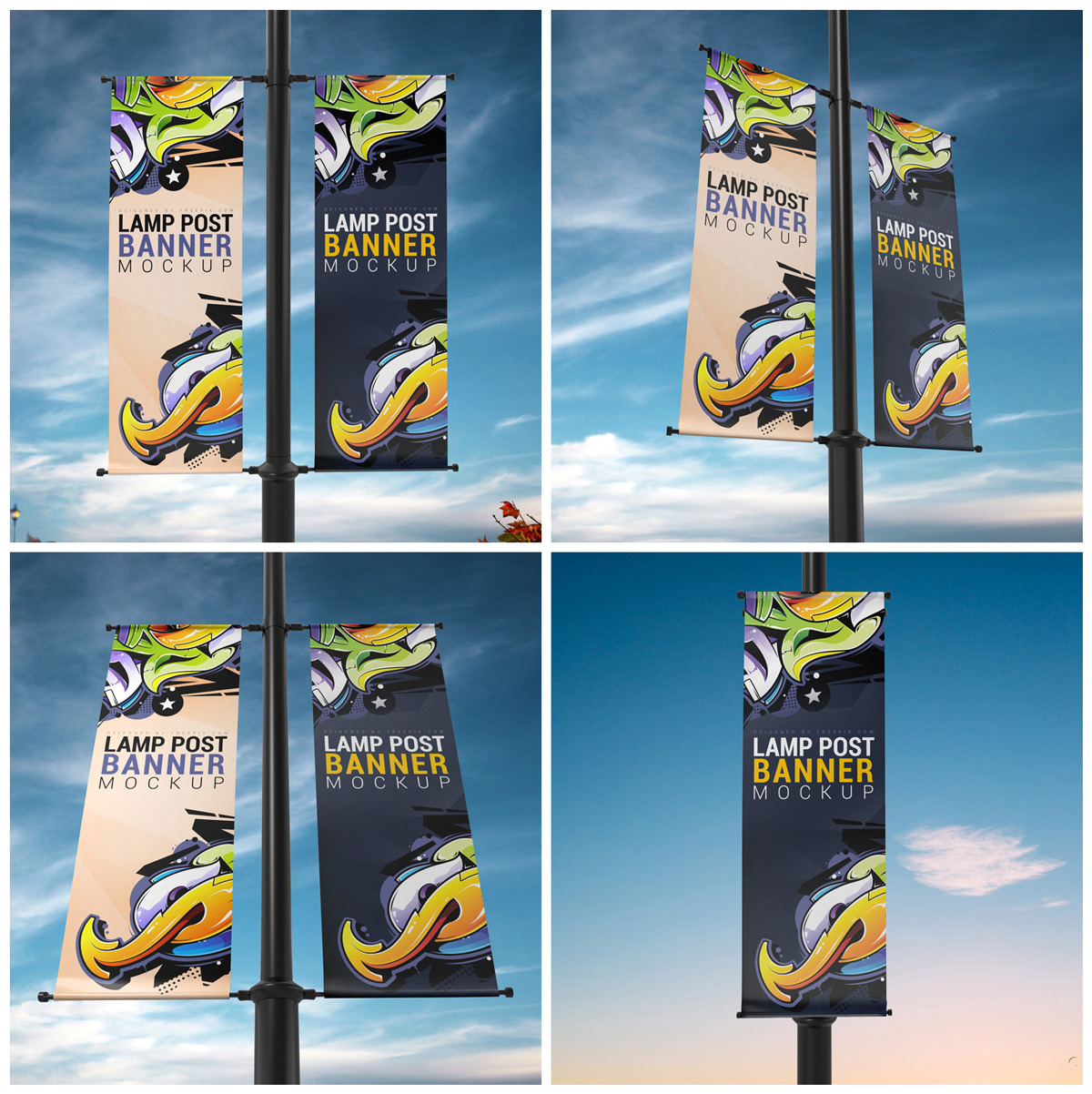 9款灯柱广告旗帜设计展示样机 Lamp Post Banner Mockup_img_2