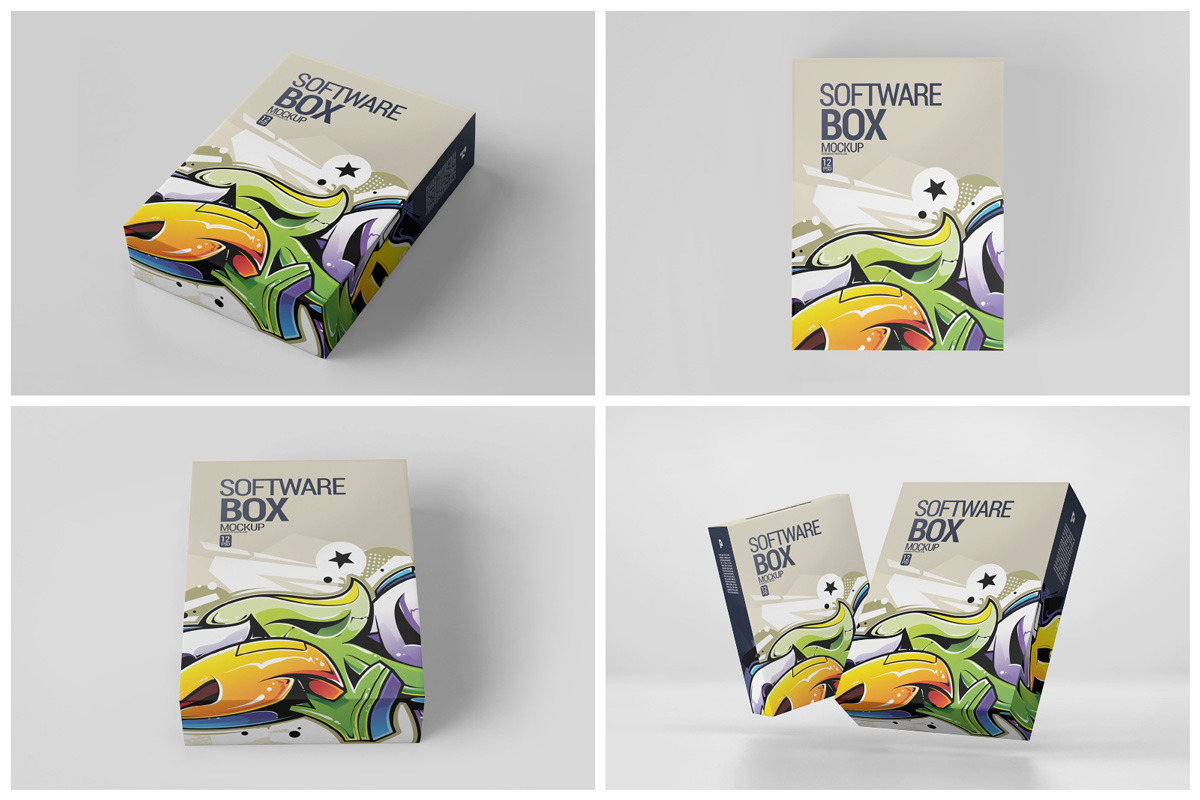 12款多角度软件CD包装盒设计展示样机 Software Box Mockup_img_2