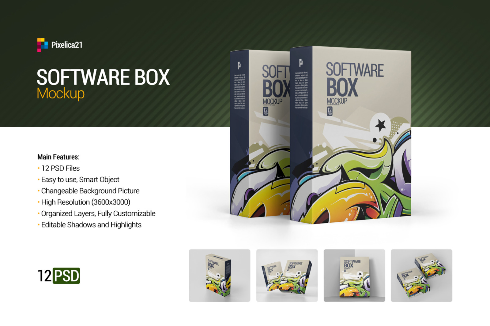 12款多角度软件CD包装盒设计展示样机 Software Box Mockup_img_2