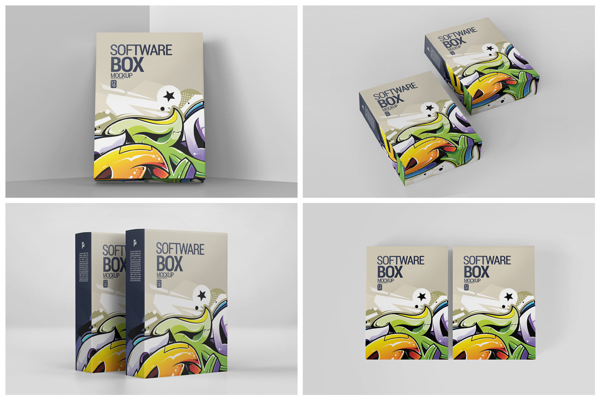 12款多角度软件CD包装盒设计展示样机 Software Box Mockup_img_2