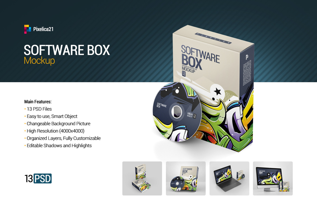 13款多角度软件光盘包装盒设计展示样机 Software Box Mockup_img_2