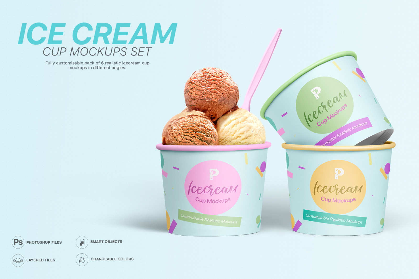 高质量冰淇淋杯外观设计展示样机 Ice Cream Cup Mockups Set_img_2