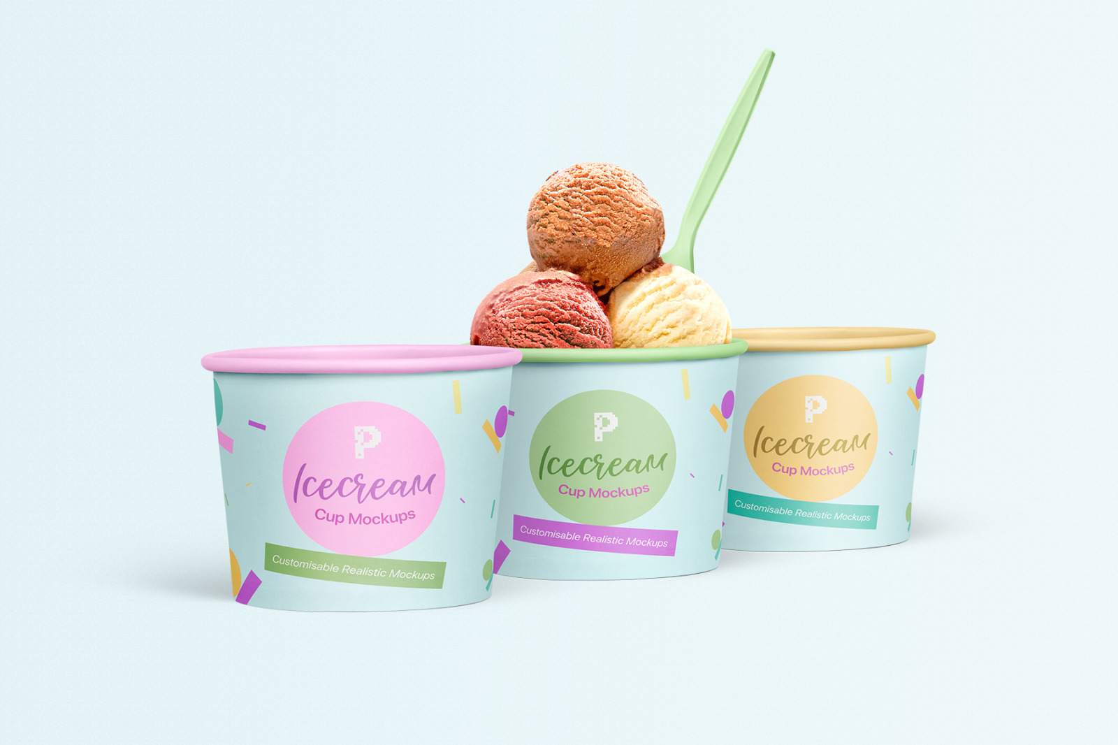 高质量冰淇淋杯外观设计展示样机 Ice Cream Cup Mockups Set_img_2