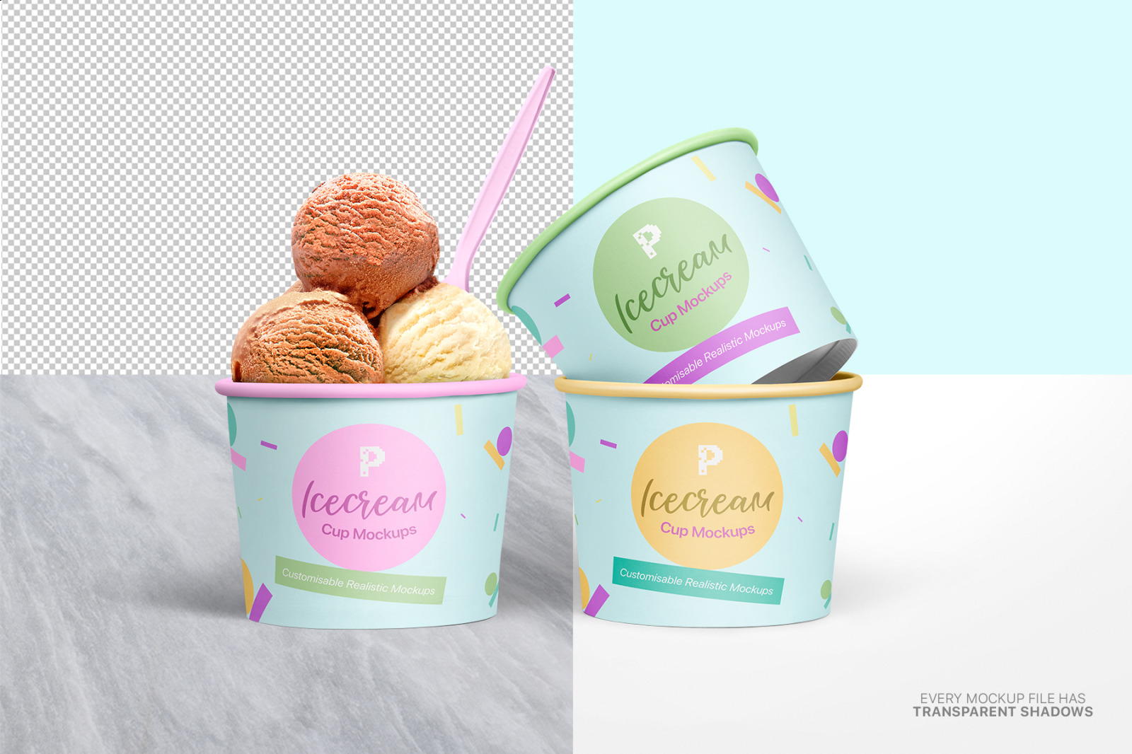 高质量冰淇淋杯外观设计展示样机 Ice Cream Cup Mockups Set_img_2