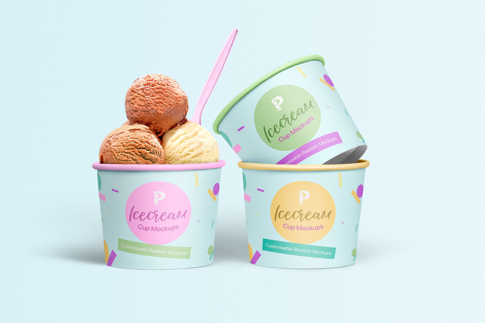 高质量冰淇淋杯外观设计展示样机 Ice Cream Cup Mockups Set_img_2