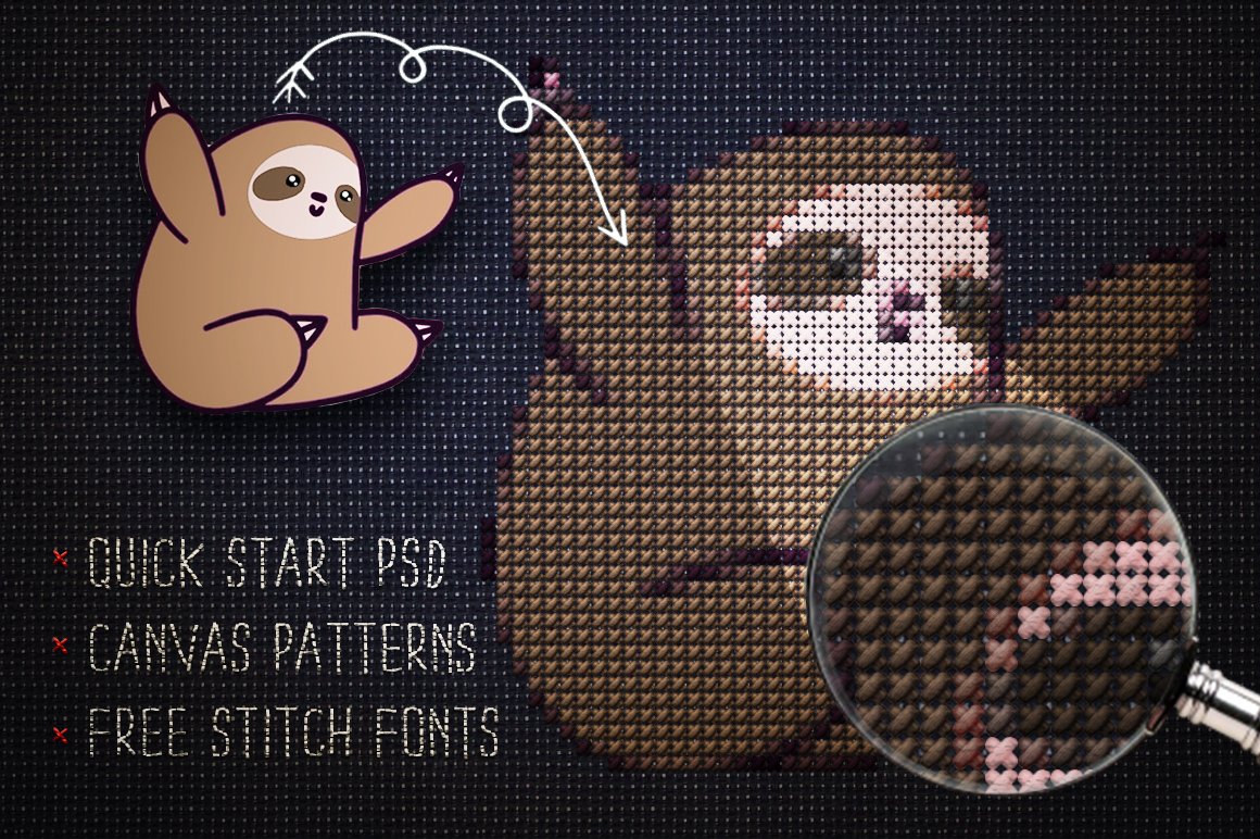 布艺纺织十字绣艺术效果PS动作 Cross Stitch Photoshop Action_img_2