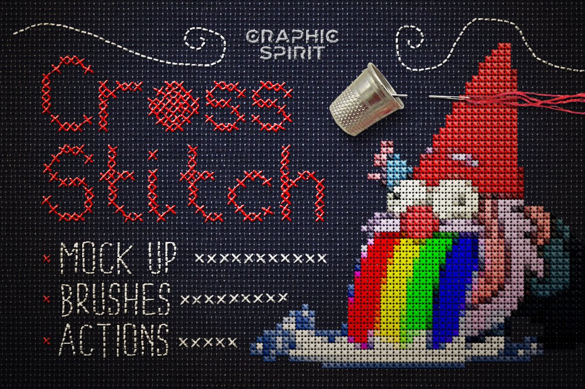 布艺纺织十字绣艺术效果PS动作 Cross Stitch Photoshop Action_img_2