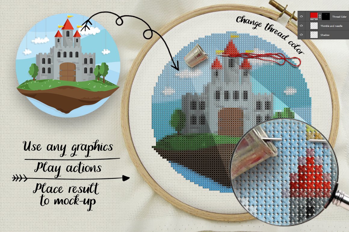 布艺纺织十字绣艺术效果PS动作 Cross Stitch Photoshop Action_img_2