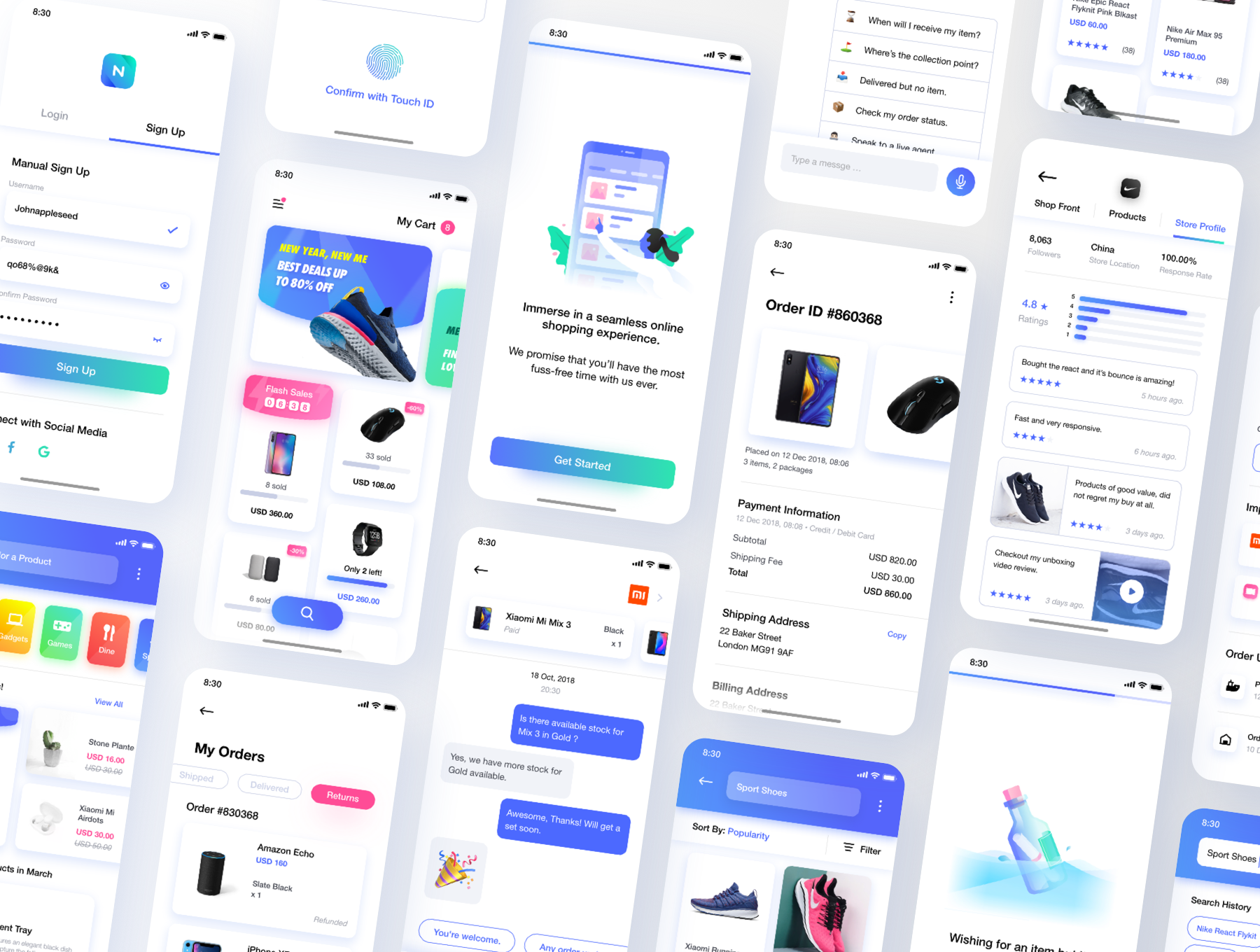 优雅电子商城APP应用设计UI套件素材 Neura E-commerce UI Kit_img_2