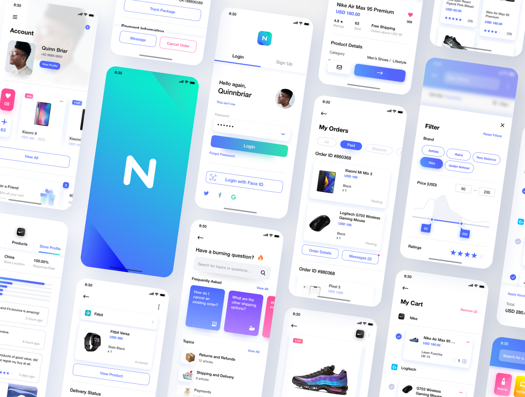 优雅电子商城APP应用设计UI套件素材 Neura E-commerce UI Kit_img_2