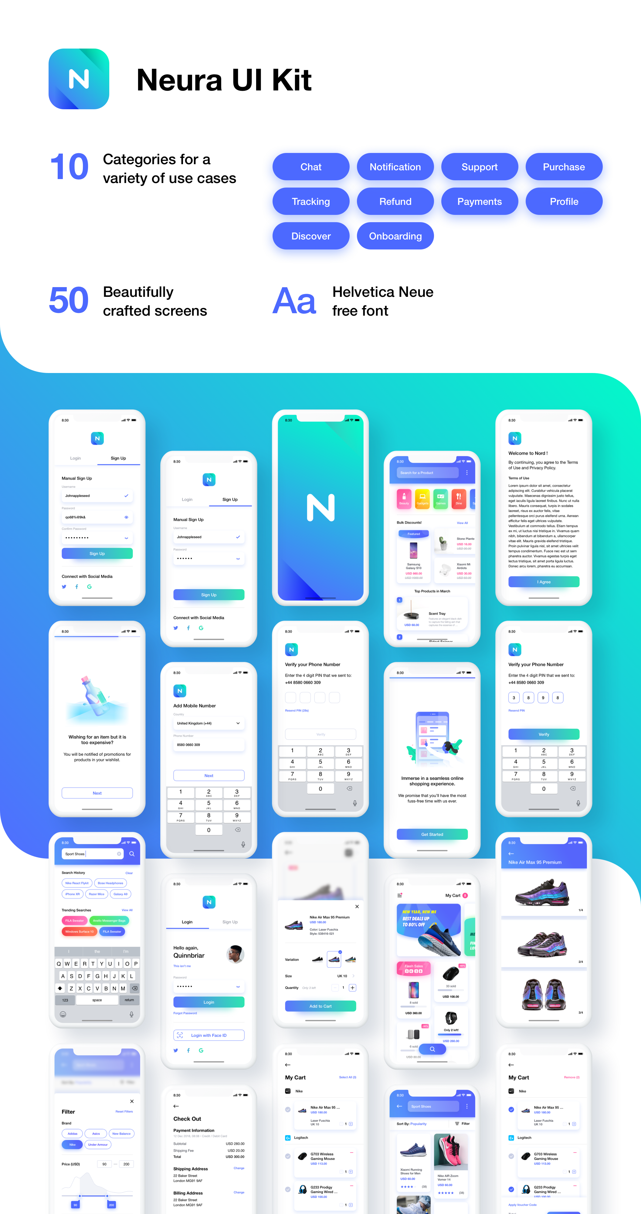 优雅电子商城APP应用设计UI套件素材 Neura E-commerce UI Kit_img_2