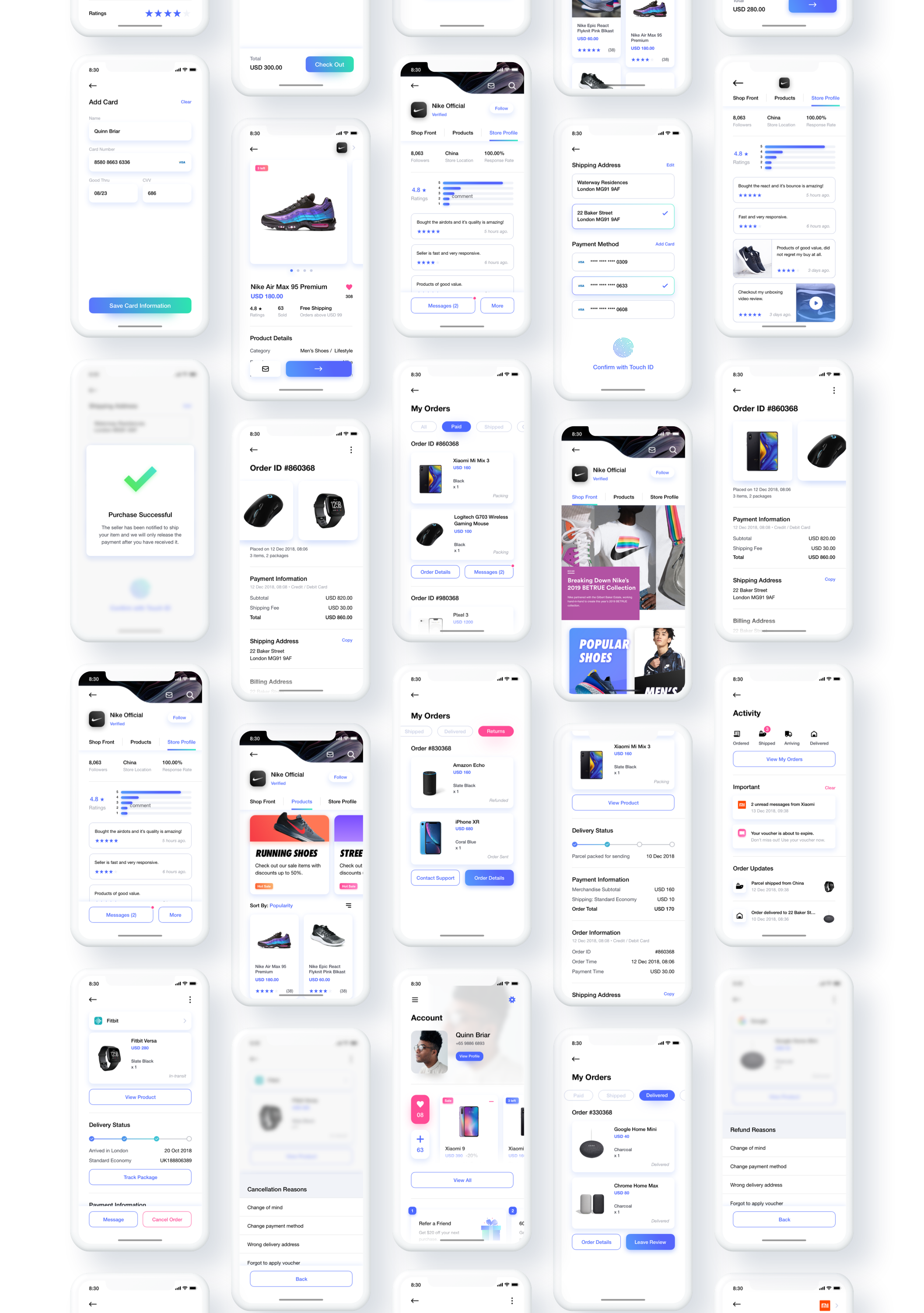 优雅电子商城APP应用设计UI套件素材 Neura E-commerce UI Kit_img_2